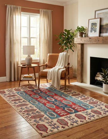 4' 3 x 6' 1 Hand Knotted Kazak Rug