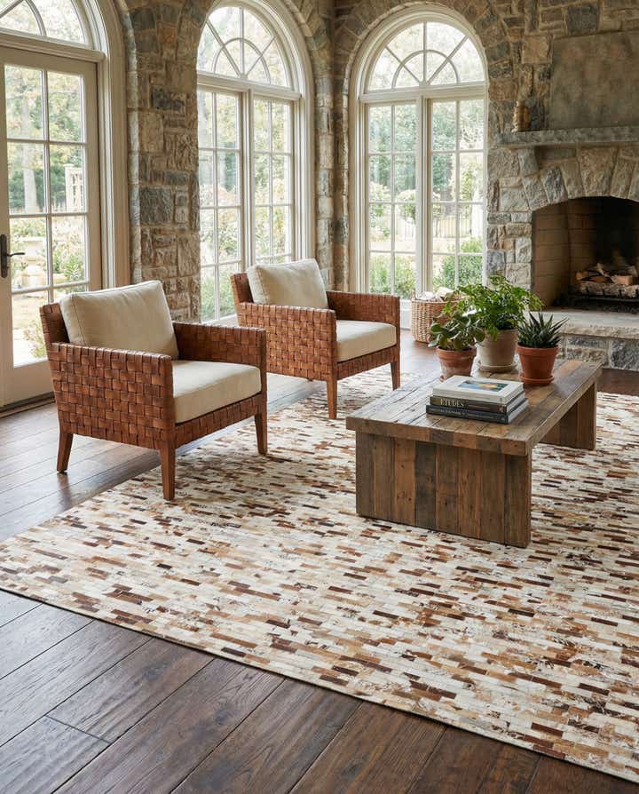 8' x 9' 8 Cowhide Leather Rug