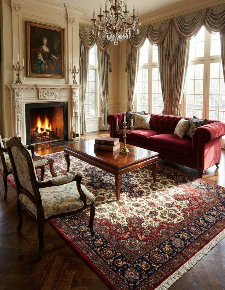 Detail image of  6' 8 x 10'  Hand Knotted Qom Persian Rug