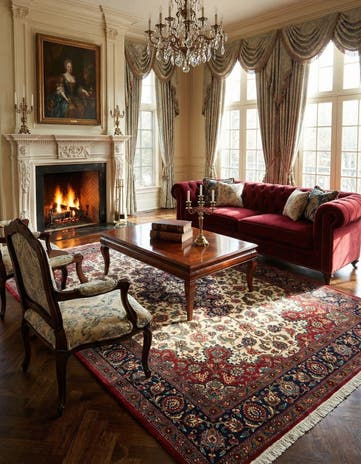 6' 8 x 10' Hand Knotted Qom Persian Rug