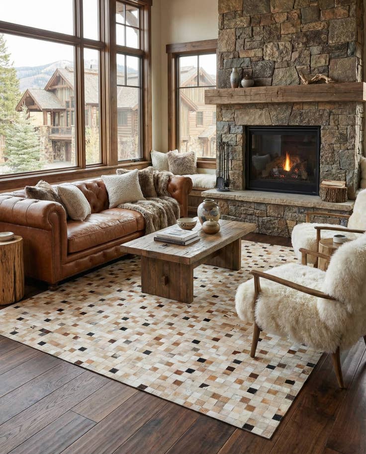 Detail image of 8' x 9' 9 Cowhide Stocks Rug