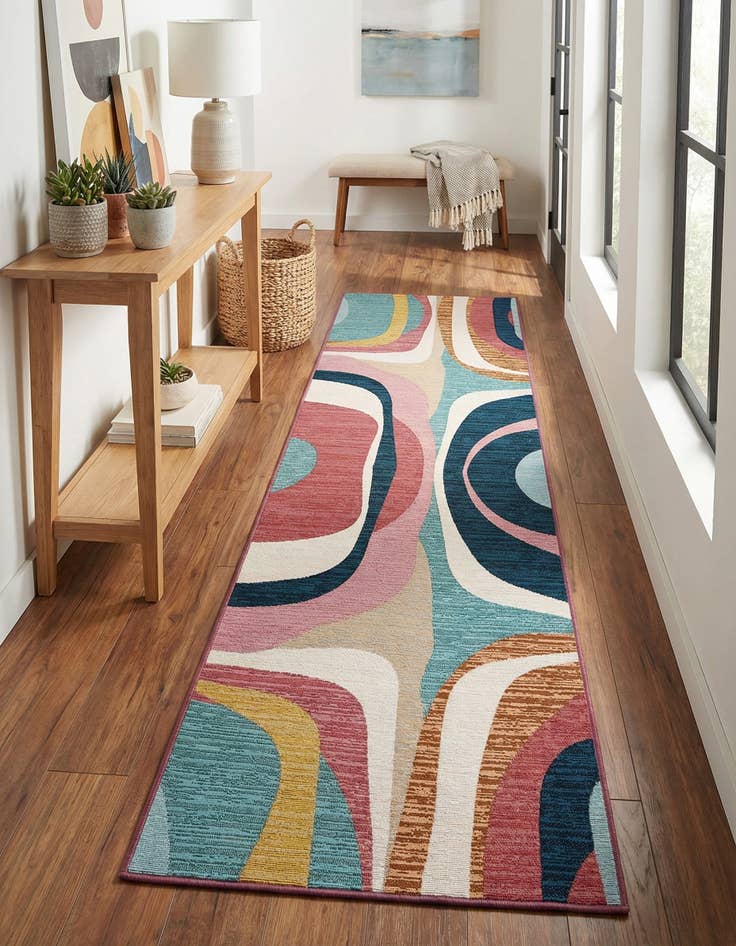 Detail image of 2' 7 x 10'  Washable Modern Indoor / Outdoor Runner Rug