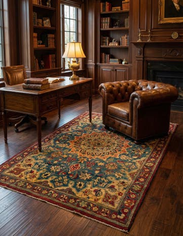 3' 8 x 6' 2 Hand Knotted Kashmar Persian Wool Rug
