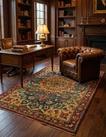 3' 8 x 6' 2 Hand Knotted Kashmar Persian Wool Rug