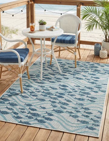 4' 1 x 6' 1 Easy-Clean Coastal Indoor / Outdoor Rug