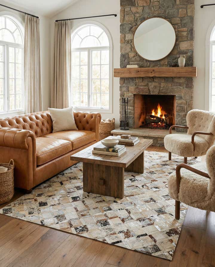 5' x 8' Cowhide Leather Rug