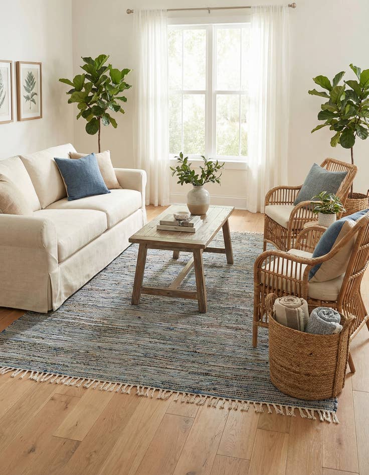 Detail image of  6' 1 x 9'  Hand Woven Chindi Jute Rug