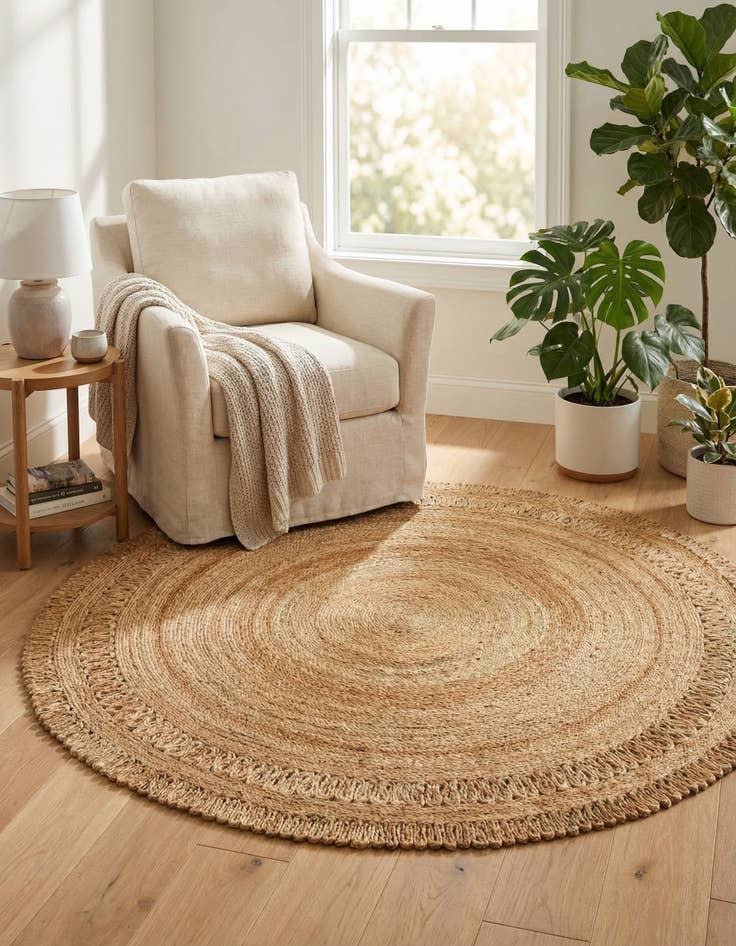 Detail image of 6' 1 x 6' 1  Hand Braided Jute Round Rug