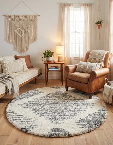 White Serenity Shag Round Rug