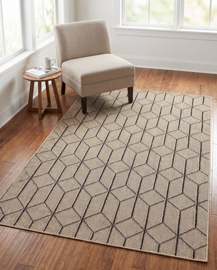 Detail image of 4' 1 x 6' 1 Easy-Clean Trellis Indoor / Outdoor Rug