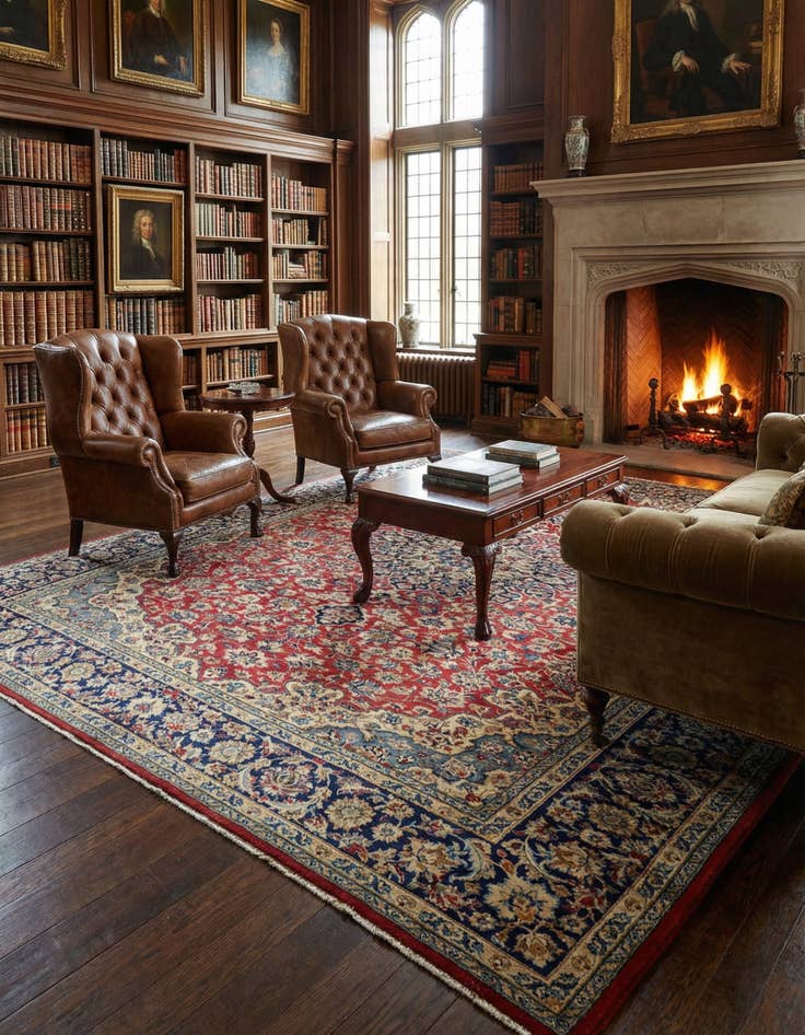 Detail image of 9' 9 x 13'  Hand Knotted Isfahan Persian Wool Rug