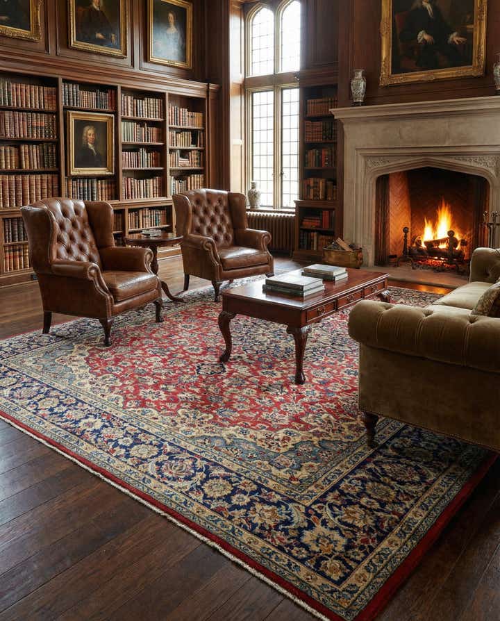 9' 9 x 13' Hand Knotted Isfahan Persian Wool Rug