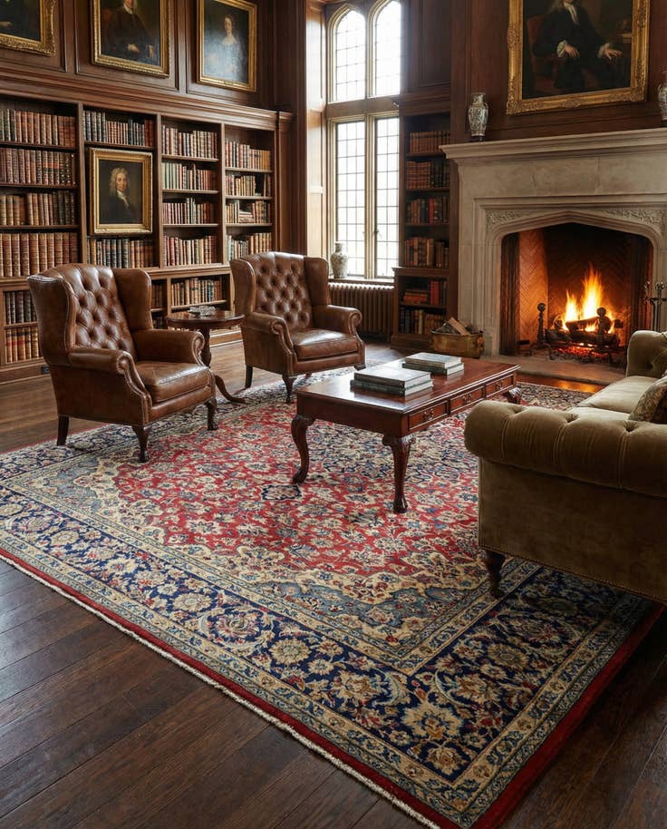 Detail image of 9' 9 x 13' Hand Knotted Isfahan Persian Wool Rug