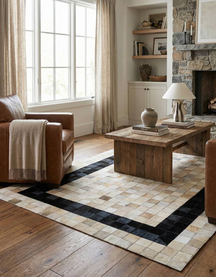 Detail image of  5' x 8' Cowhide Leather Rug