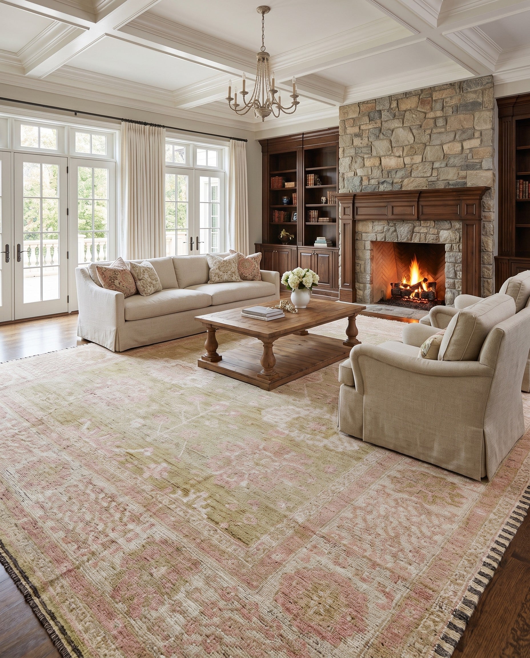 10' 4 x 14' Hand Knotted Oushak Wool Rug