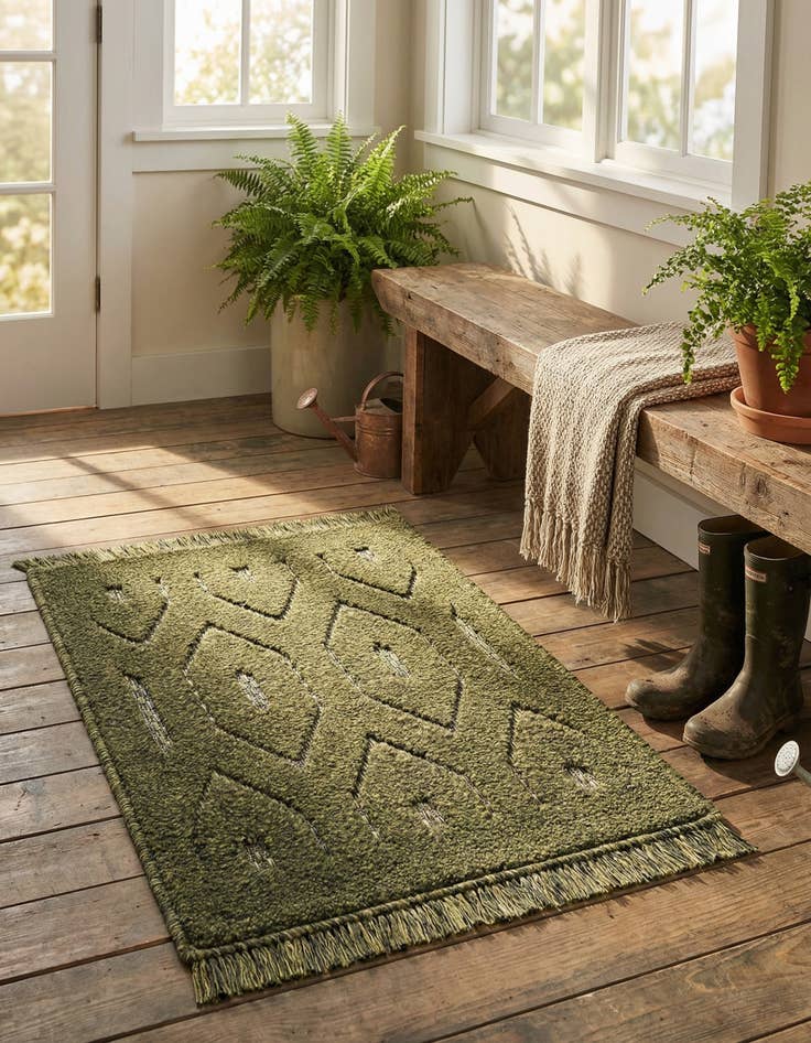 Detail image of 1' 4 x 1' 4  Washable Trellis Textured Indoor / Outdoor Sample Rug