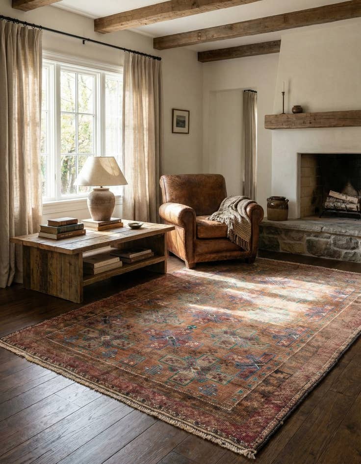 Detail image of  3' 7 x 5' 10  Hand Knotted Ultra Vintage Persian Wool Rug