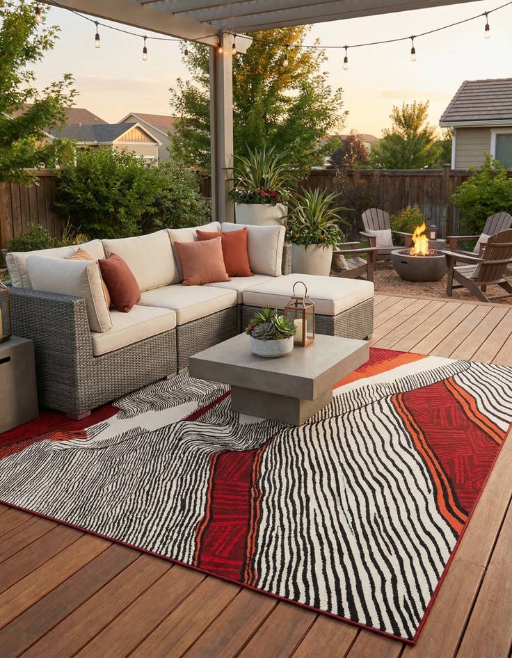 Detail image of 9' x 12'  Washable Modern Indoor / Outdoor Rug