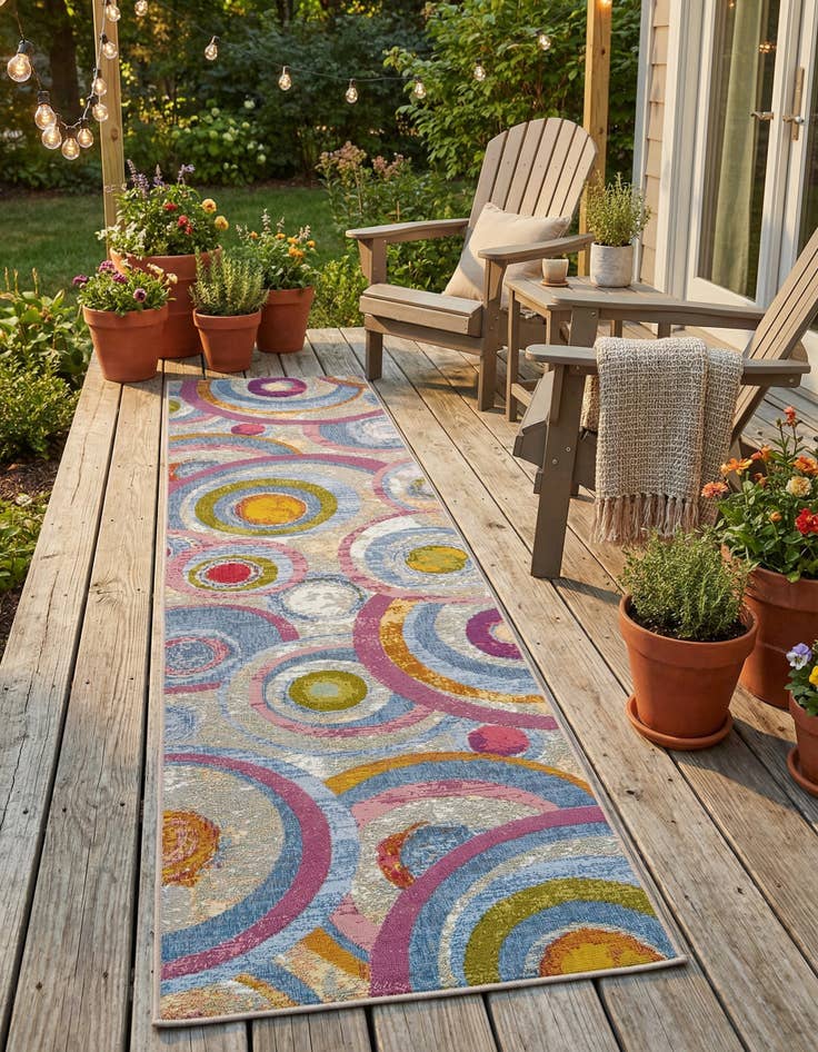 Detail image of 2' 7 x 10'  Washable Modern Indoor / Outdoor Runner Rug