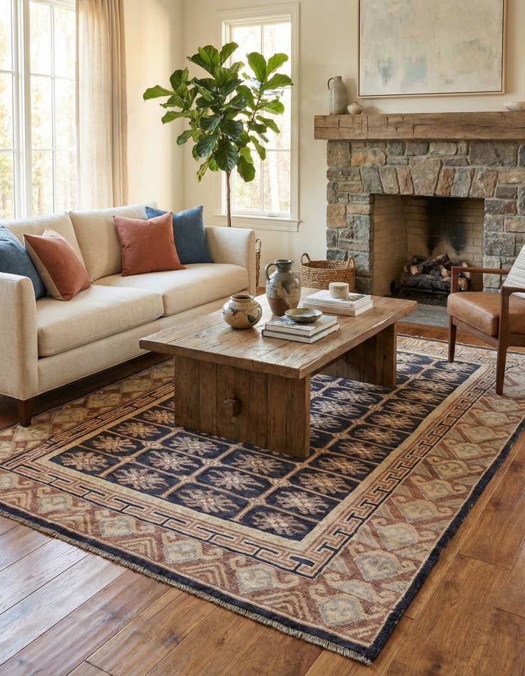 Detail image of 6' 9 x 10'  Hand Knotted Darya Wool Rug