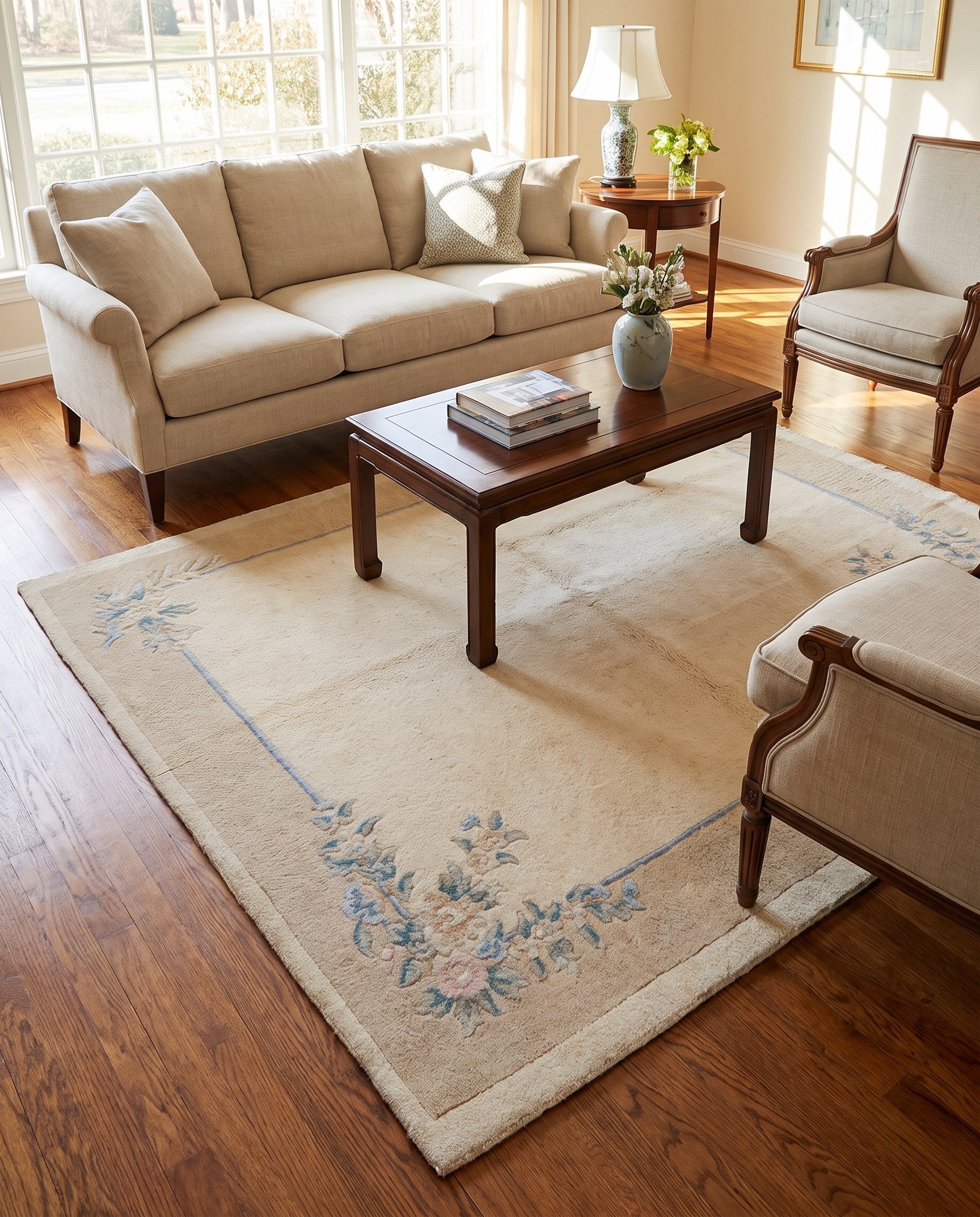 5' 7 x 7' 9 Hand Knotted Carved Pekin Wool Rug