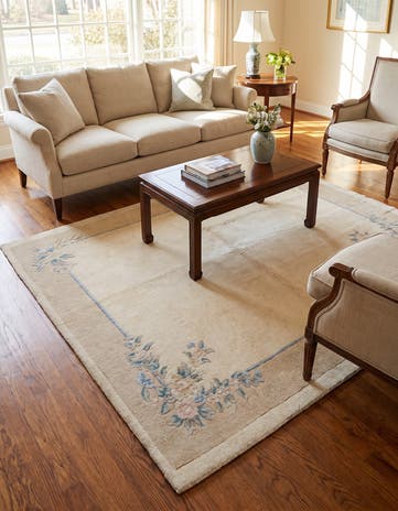 5' 7 x 7' 9 Hand Knotted Carved Pekin Wool Rug