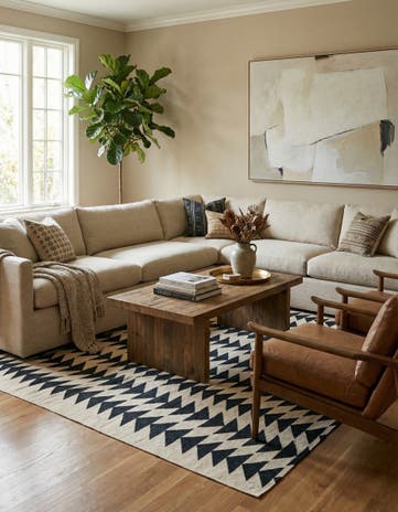 6' 9 x 9' 8 Hand Woven Kilim Modern Wool Rug