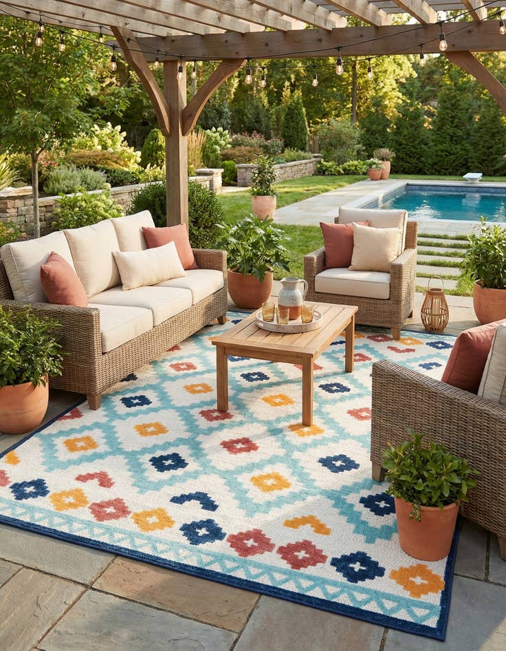Detail image of 9' x 12'  Washable Belize Indoor / Outdoor Rug