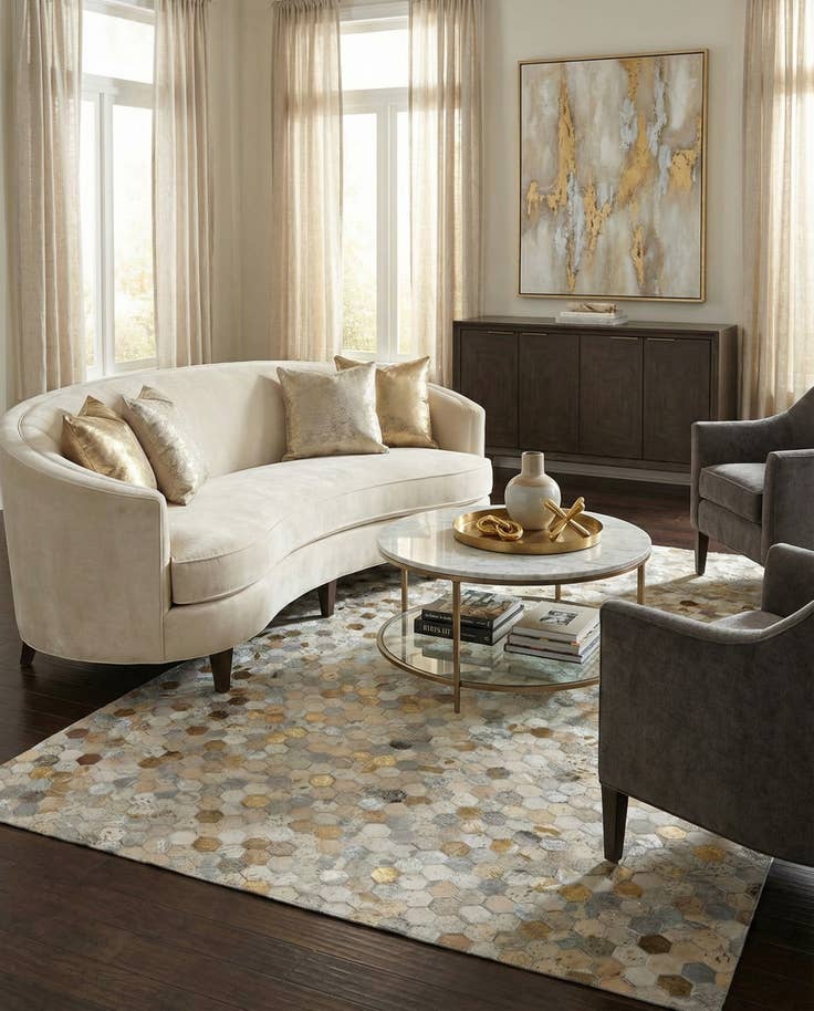 Detail image of 5' x 8' Cowhide - Patchwork Rug