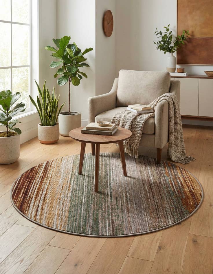 Detail image of  3' x 3'  Washable Modern Indoor / Outdoor Round Rug