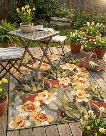 5' x 7' Easy-Clean Botanical Indoor / Outdoor Rug