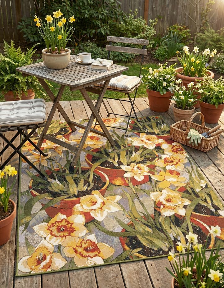 5' x 7' Easy-Clean Botanical Indoor / Outd...