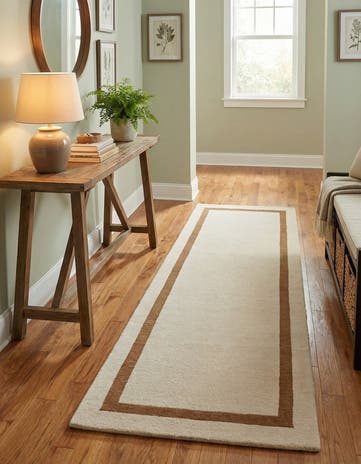 Ivory Jill Zarin Border Wool Runner Rug