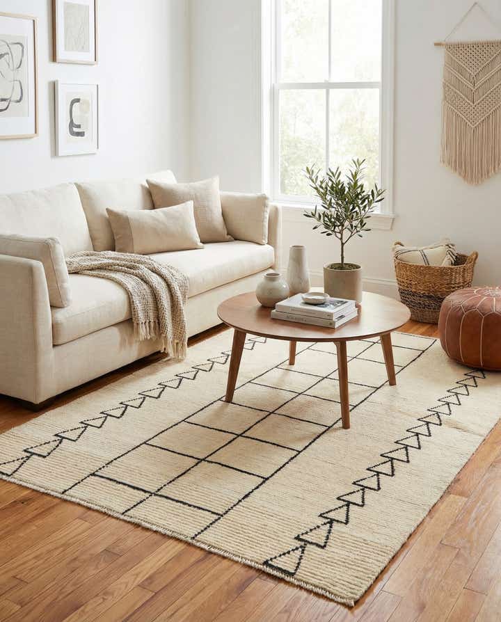 5' 7 x 7' 6 Hand Knotted Moroccan Wool Rug