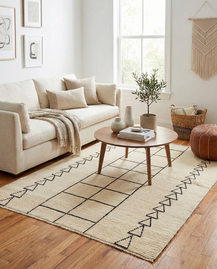 Detail image of 5' 7 x 7' 6 Hand Knotted Moroccan Wool Rug