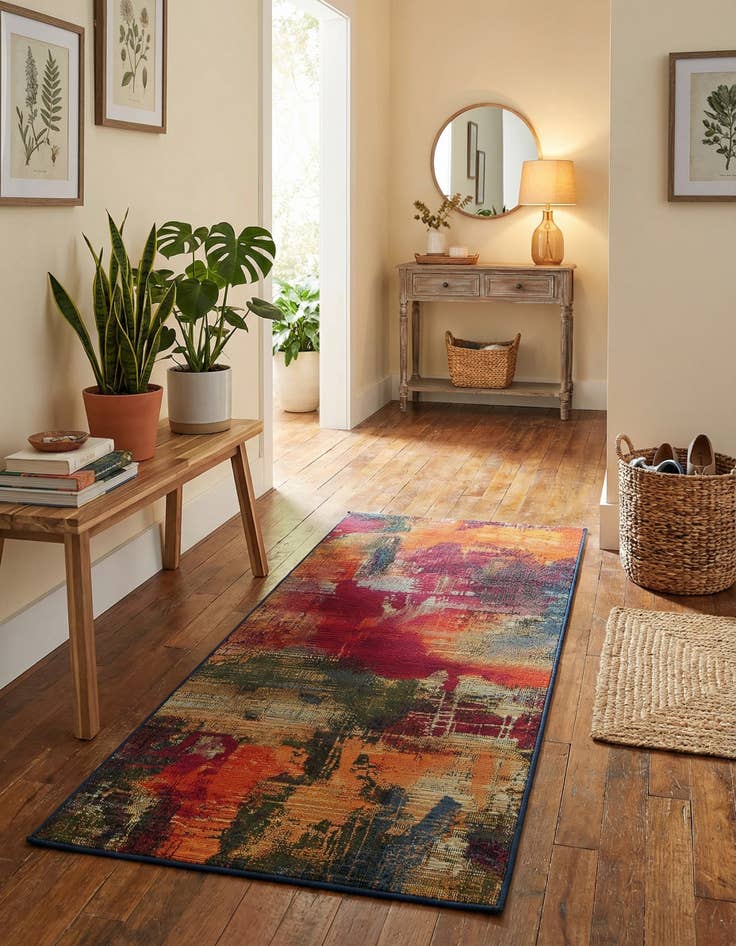 Detail image of 2' 7 x 5' 3  Washable Modern Indoor / Outdoor Runner Rug