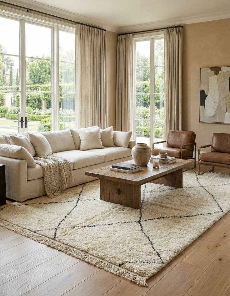 Detail image of 6' 8 x 10' 5  Hand Knotted Moroccan Wool Rug