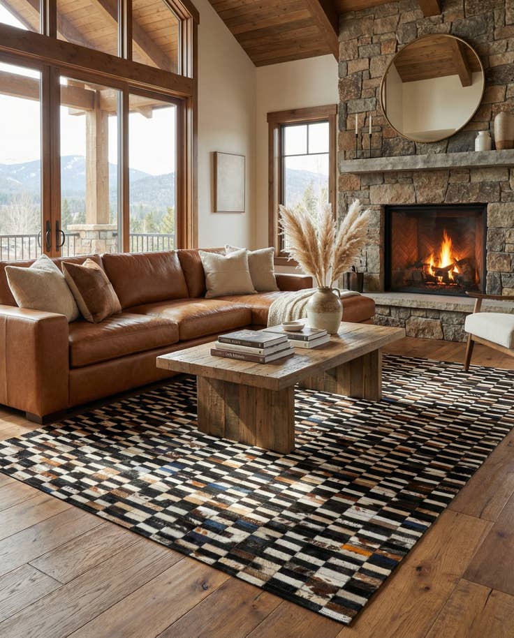 Detail image of 5' 2 x 8' Cowhide - Patchwork Rug