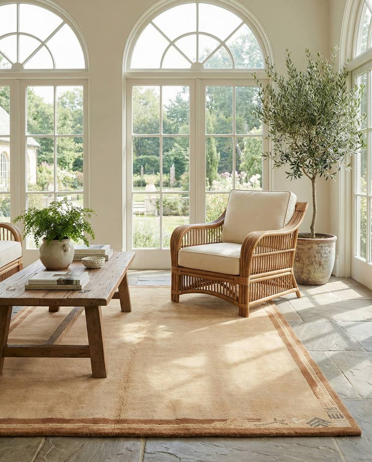 Detail image of 4' 8 x 6' 8 Hand Knotted Nepal Wool Rug