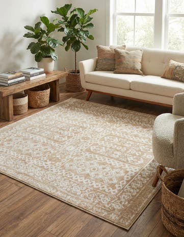 Beige Oxford Square Rug
