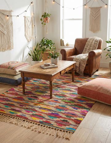 Hand Woven Chindi Trellis Rug