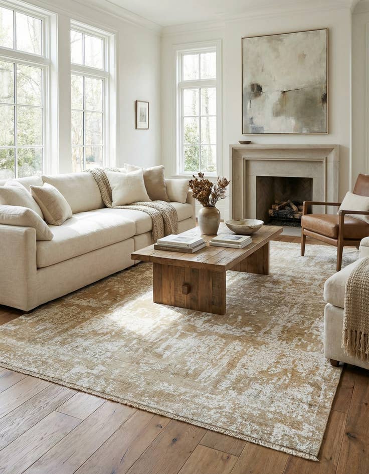 Detail image of 5' 9 x 9'  Hand Knotted Ultra Vintage Persian Wool Rug