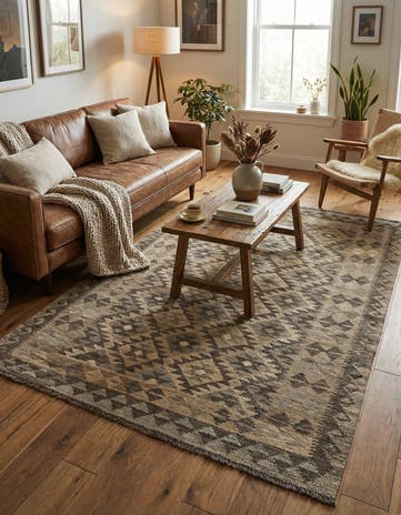 3' 11 x 6' Hand Woven Kilim Maymana Wool Rug