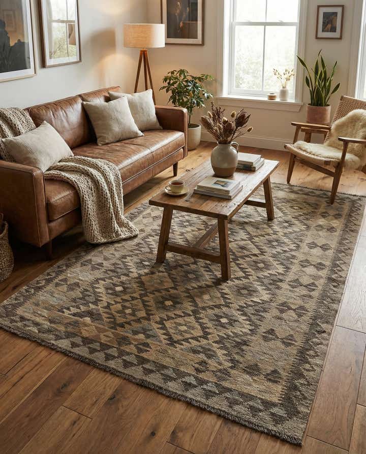3' 11 x 6' Hand Woven Kilim Maymana Wool Rug