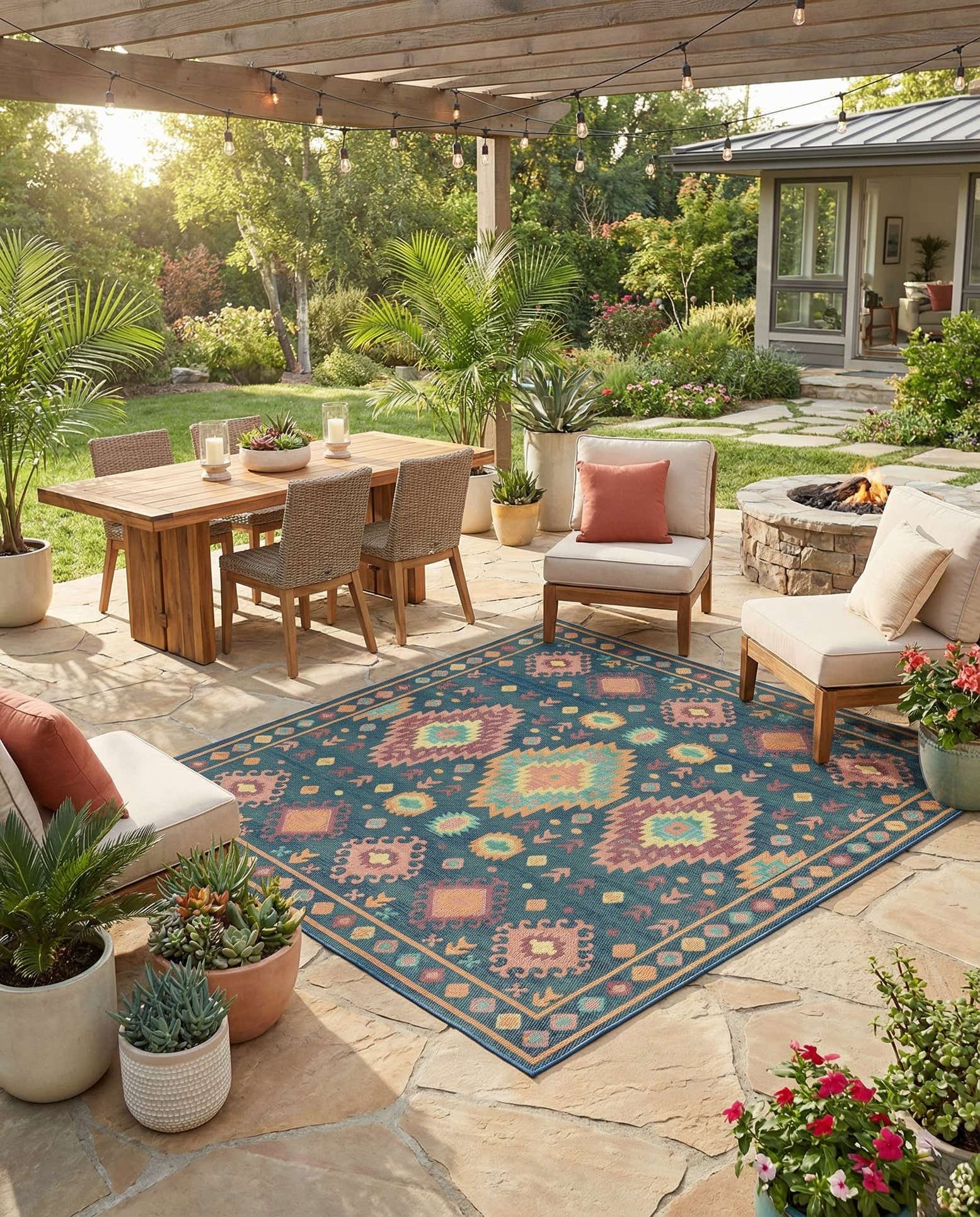 10' x 10' Easy-Clean Baja Indoor / Outdoor Square Rug