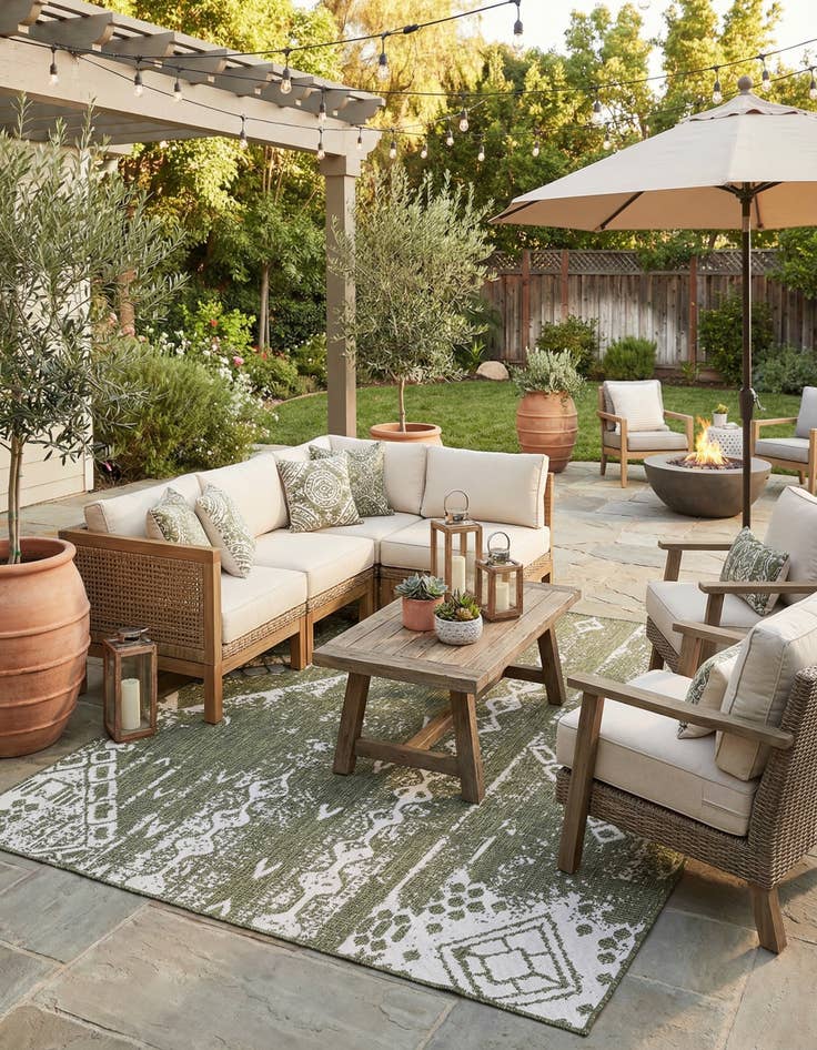 Detail image of 10' 8 x 10' 8  Washable Bohemian Indoor / Outdoor Square Rug