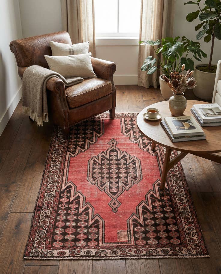 Detail image of 4' 2 x 6' 6 Hand Knotted Ultra Vintage Persian Wool Rug