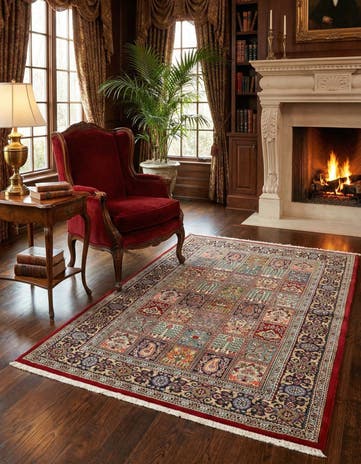 3' 5 x 4' 10 Hand Knotted Qom Persian Rug