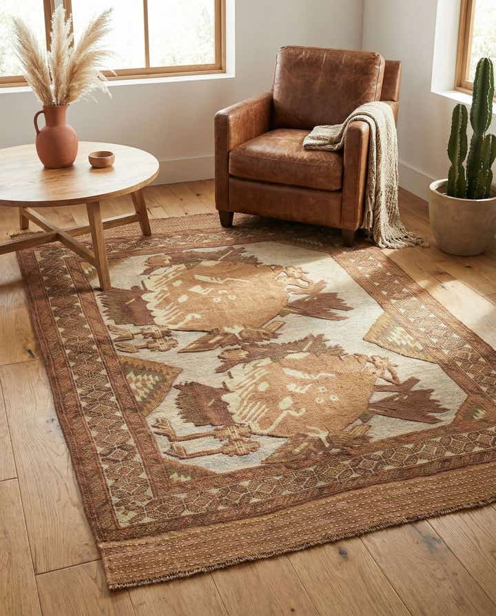 4' x 5' 9 Hand Woven Sumak Wool Rug