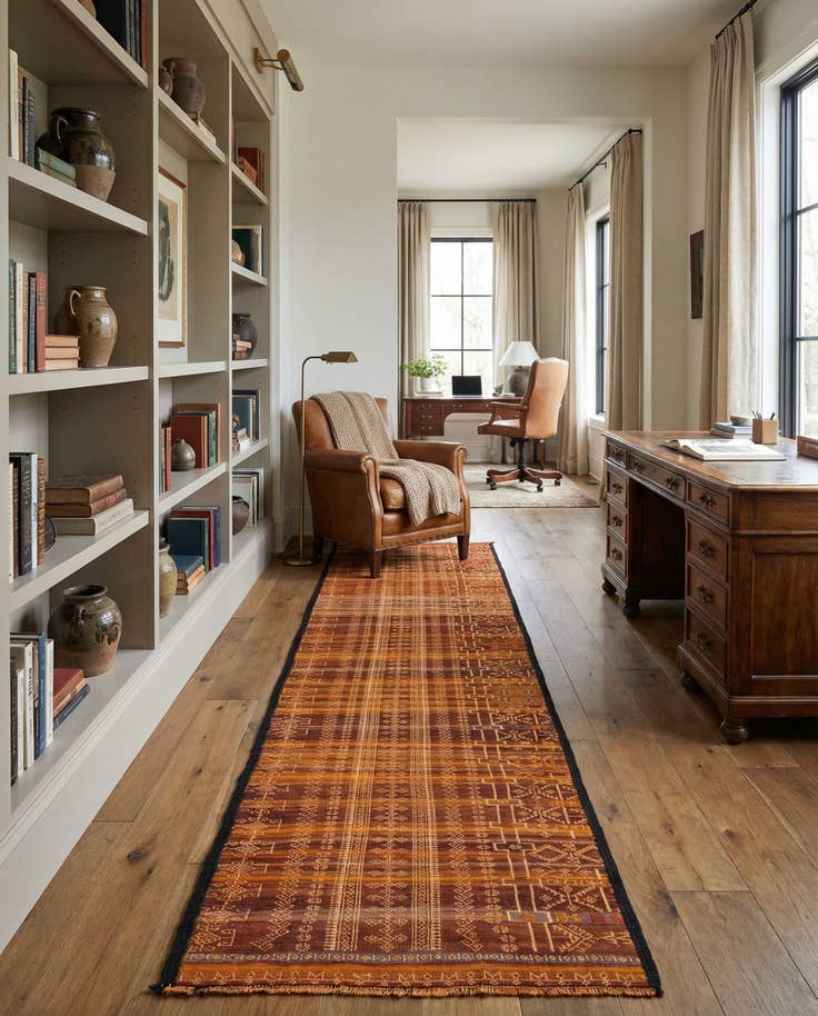 Detail image of 2' 2 x 10' 11 Hand Woven Kilim Fars Wool Runner Rug
